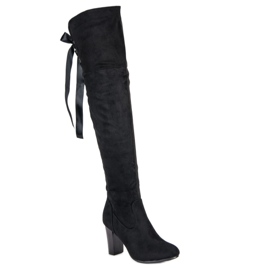 Forever Folie Elegant high-heeled thigh-high boots black 1