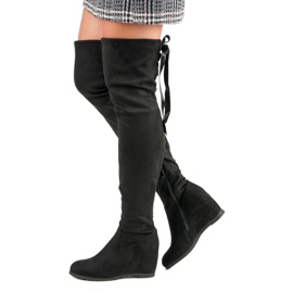 Bestelle Black Thigh-boots On Wedge 1