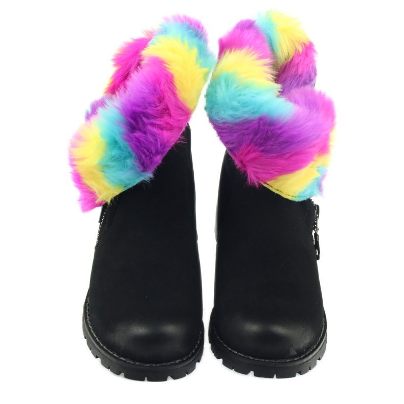 Sergio Leone Boots with colored fur with a zipper black multicolored 5