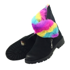 Sergio Leone Boots with colored fur with a zipper black multicolored 4