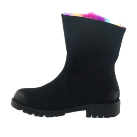 Sergio Leone Boots with colored fur with a zipper black multicolored 2