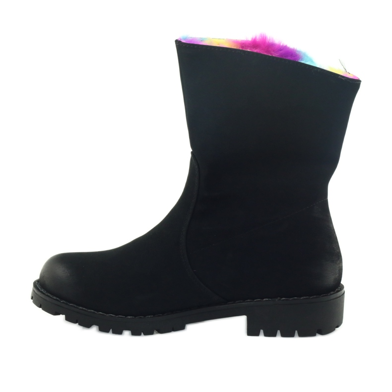 Sergio Leone Boots with colored fur with a zipper black multicolored 2
