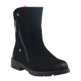 Sergio Leone Boots with colored fur with a zipper black multicolored 1