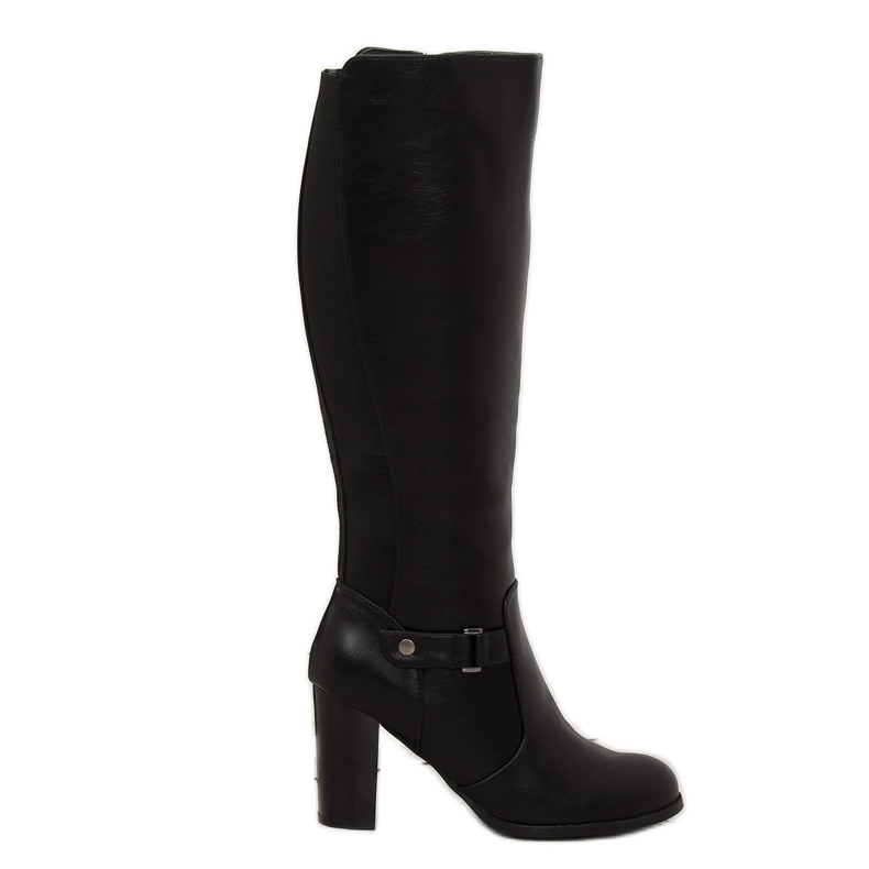 Black high heels boots QT02P black 2