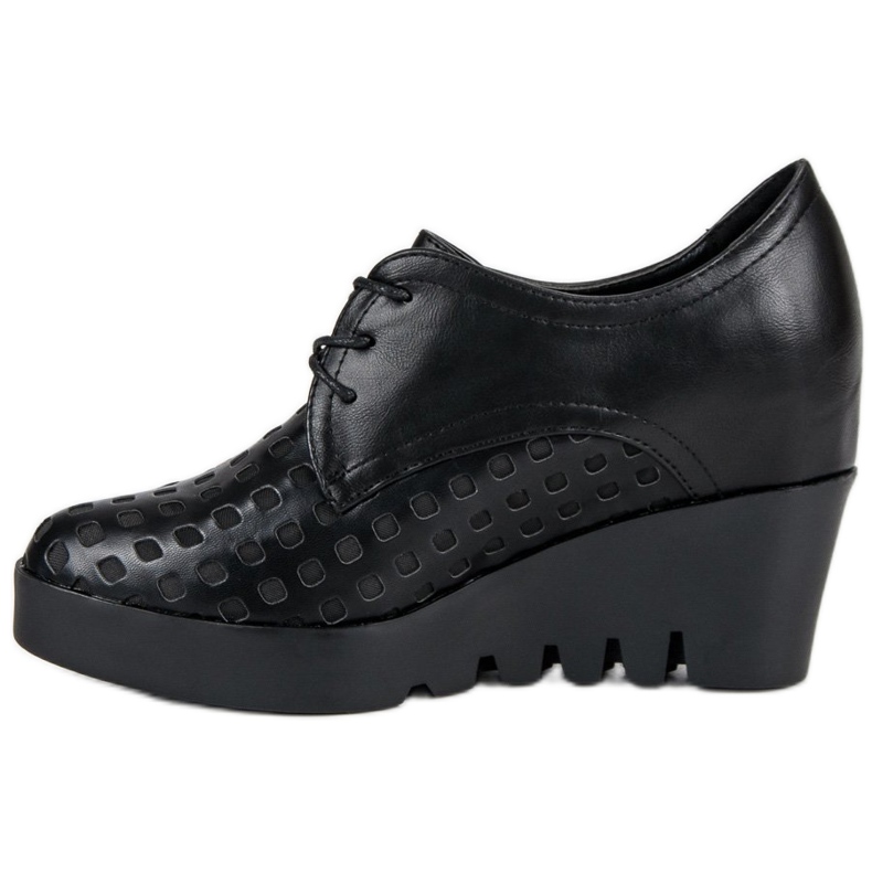 J. Star Openwork shoes on a wedge black 1
