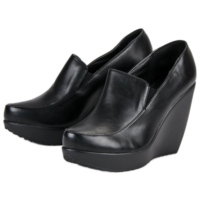 J. Star Black wedge heels 1