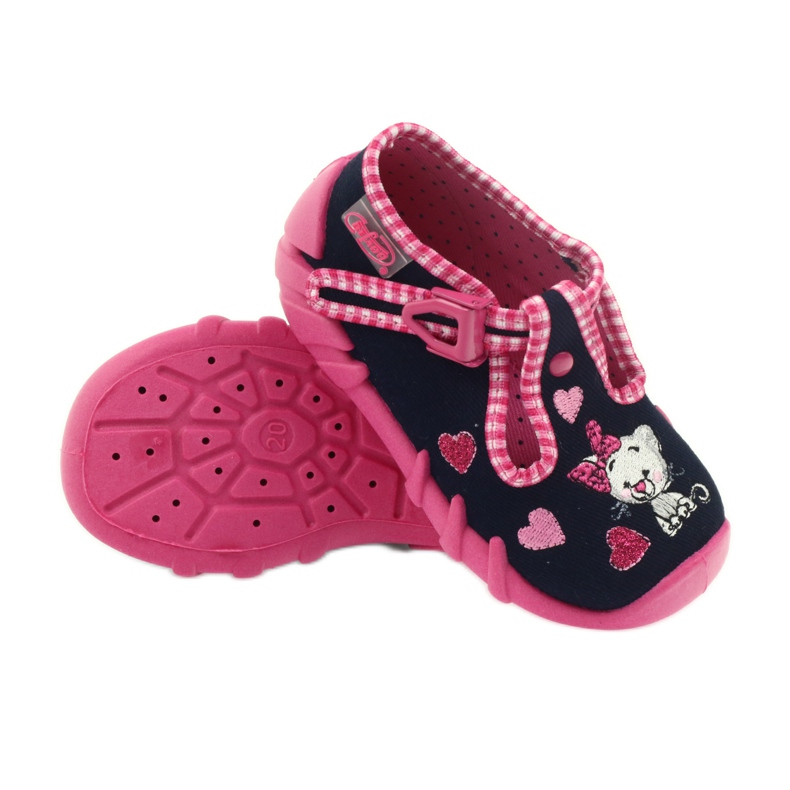 Befado children's shoes 110p330 slippers navy blue pink 3