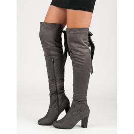 Forever Folie Elegant high-heeled thigh-high boots grey 1