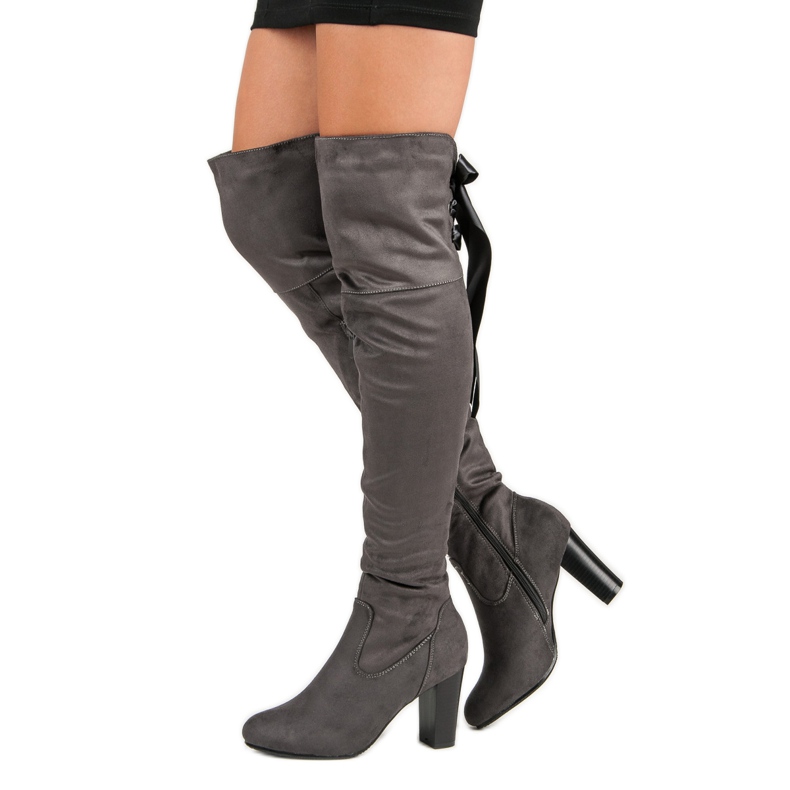 Forever Folie Elegant high-heeled thigh-high boots grey 2