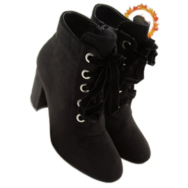 Black lace-up boots with high heels ZH781 1