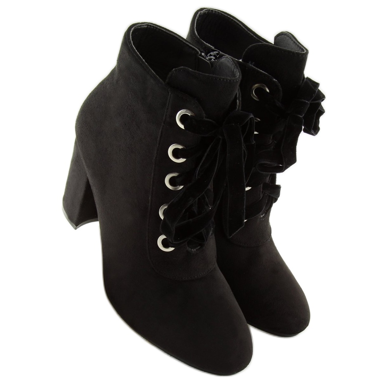 Black lace-up boots with high heels ZH781 2