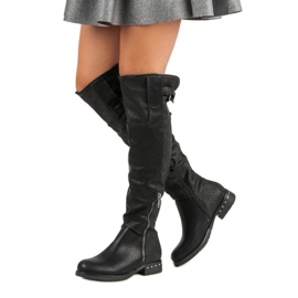 SDS Black Boots On Flat Heels 1