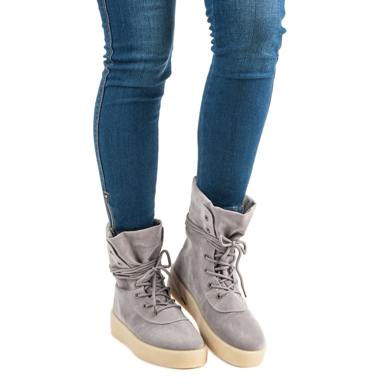 Lace-up boots grey 1