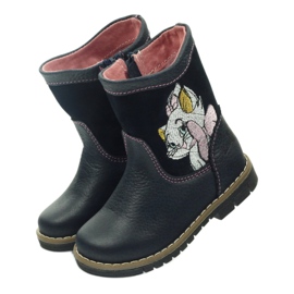 Children's leather boots with kitty Ren but 1525 navy blue 3 Children's leather boots with kitty Ren but 1525 navy blue 3