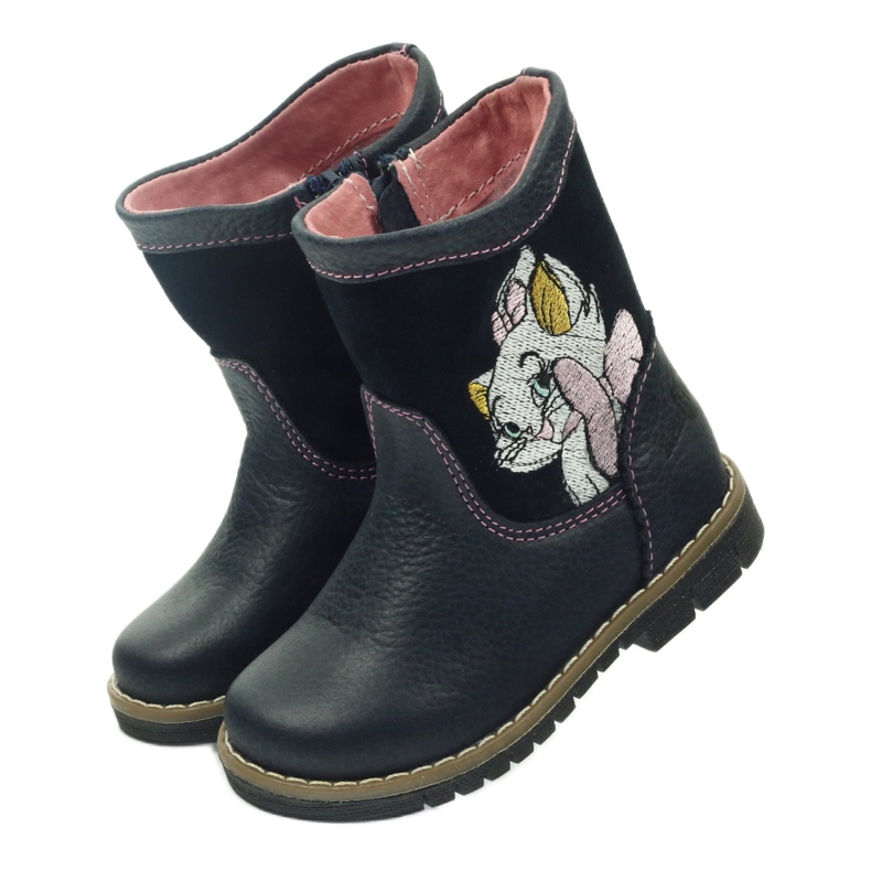 Children's leather boots with kitty Ren but 1525 navy blue 3 Children's leather boots with kitty Ren but 1525 navy blue 3