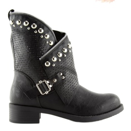 Black boots with openwork uppers 7166-PA black 1