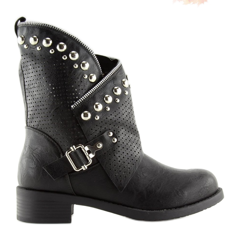 Black boots with openwork uppers 7166-PA black 1