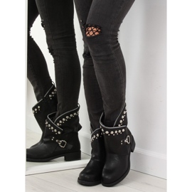 Black boots with openwork uppers 7166-PA black 2