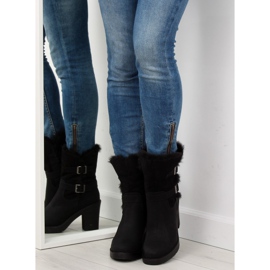 Black half boots high heels T119 Black 1