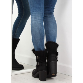 Black half boots high heels T119 Black 2