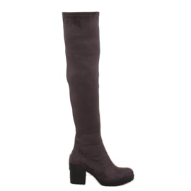 Over-the-knee boots with wide heels gray 520 grey 1