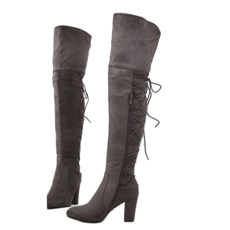 Gray Over-boots high heels B34H-HB Gray grey 1