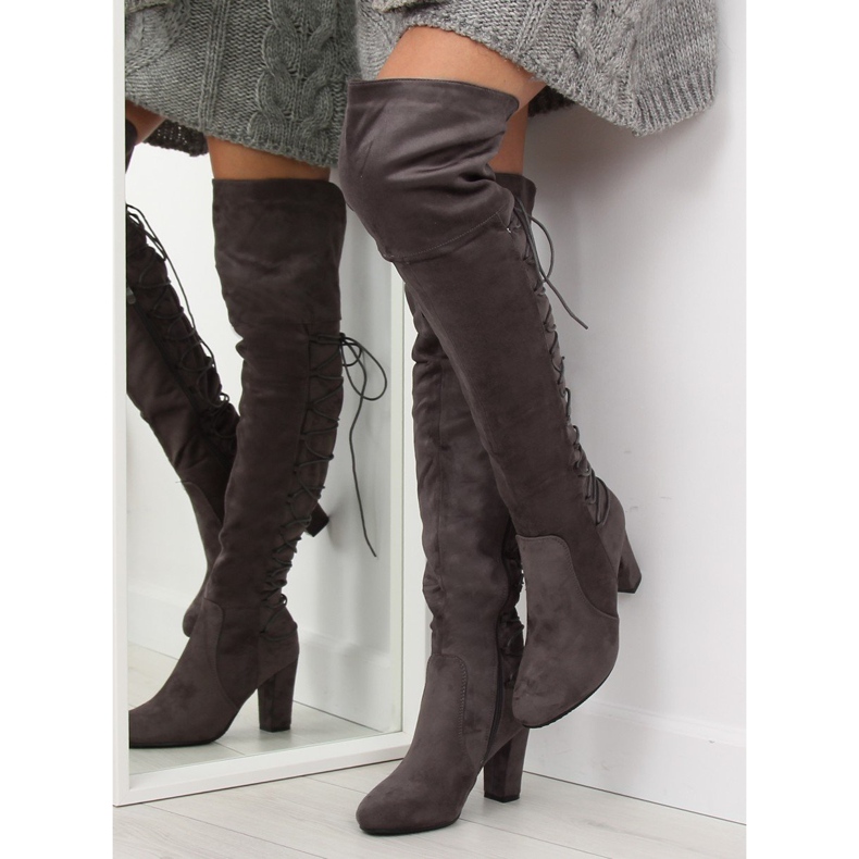 Gray Over-boots high heels B34H-HB Gray grey 2