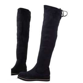 Women's navy blue thigh boots 512-PG blue 2
