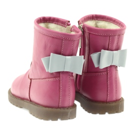 Bartuś Leather children's boots with a pink bow 317 grey 5