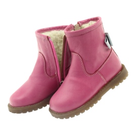 Bartuś Leather children's boots with a pink bow 317 grey 4