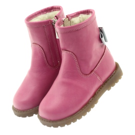 Bartuś Leather children's boots with a pink bow 317 grey 3