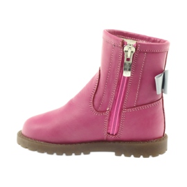 Bartuś Leather children's boots with a pink bow 317 grey 2