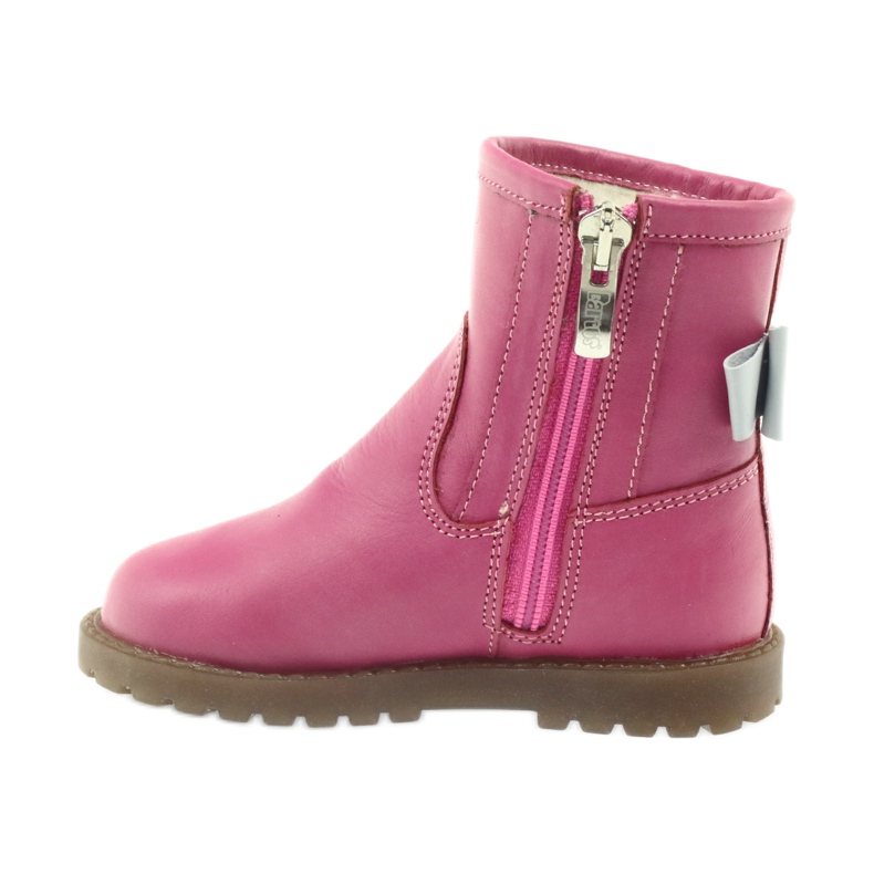 Bartuś Leather children's boots with a pink bow 317 grey 2