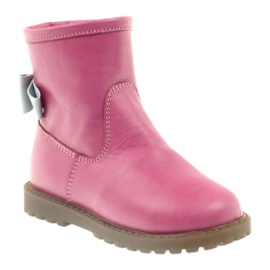 Bartuś Leather children's boots with a pink bow 317 grey 1 Bartuś Leather children's boots with a pink bow 317 grey 1