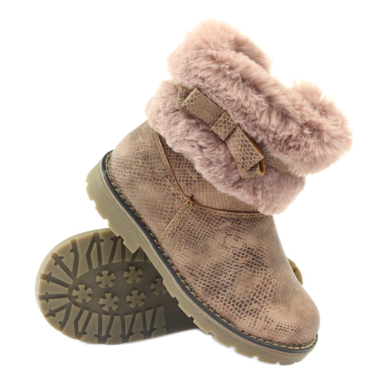 American Club American boots winter boots with fur17042 brown yellow pink 4