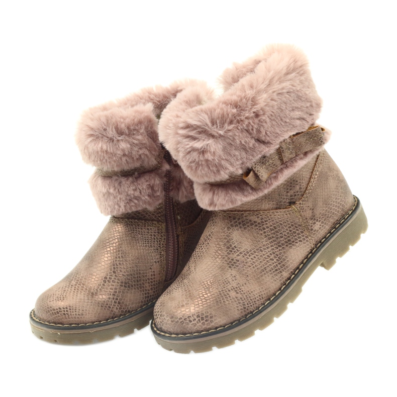 American Club American boots winter boots with fur17042 brown yellow pink 3