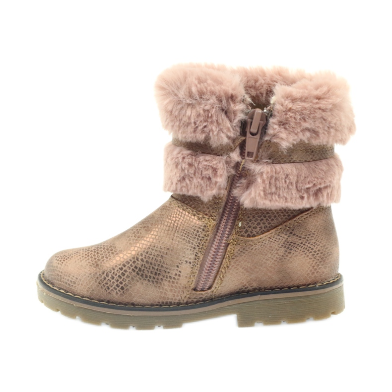 American Club American boots winter boots with fur17042 brown yellow pink 2