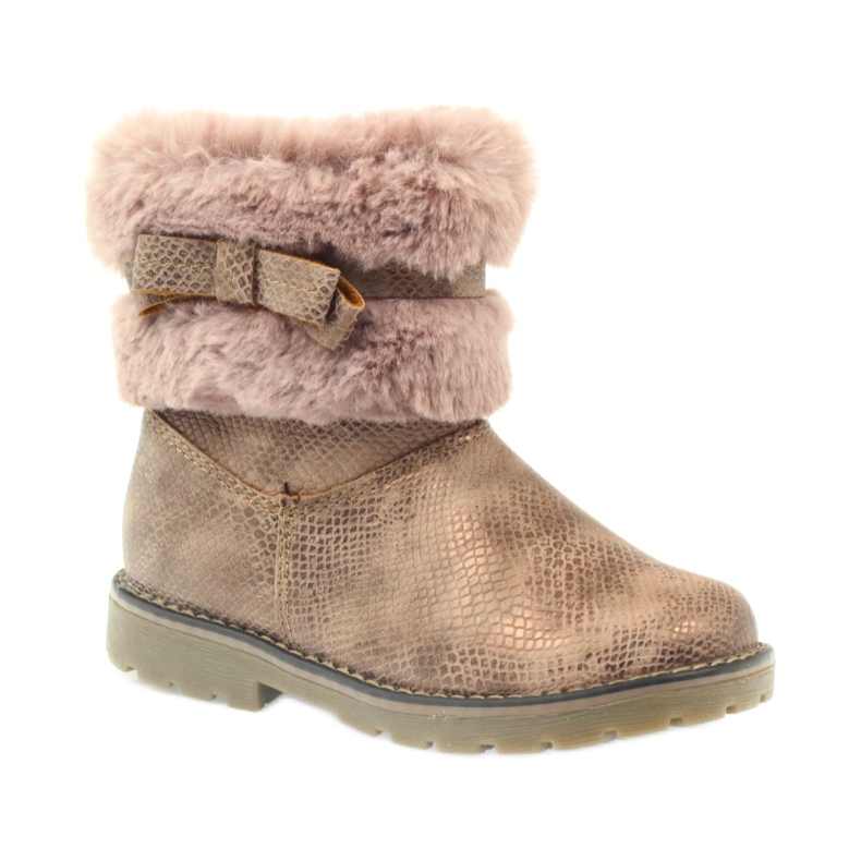 American Club American boots winter boots with fur17042 brown yellow pink 1