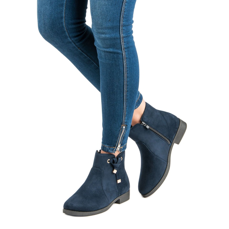 Top Shoes Low-cut ankle boots with a zipper blue 1