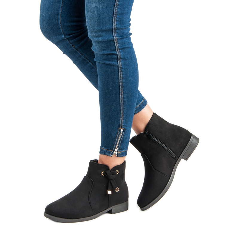 Top Shoes Low Ankle Boots With A Zipper black 2
