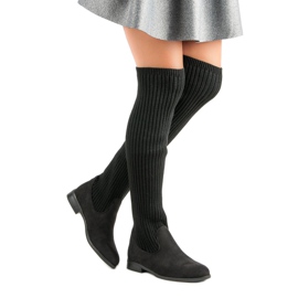 Bestelle Over-the-knee boots with flat heels black 2
