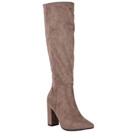 Small Swan Heeled suede boots brown 1