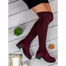 Ideal Shoes Fitted burgundy boots red 1