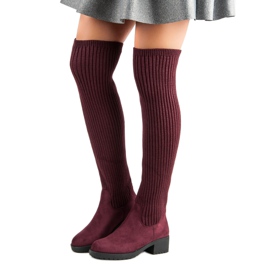 Ideal Shoes Fitted burgundy boots red 2