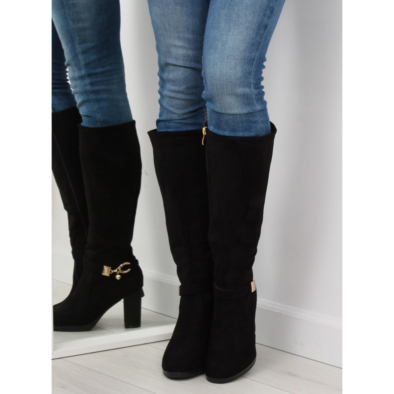 Black high heels boots GF-0s07 black 1