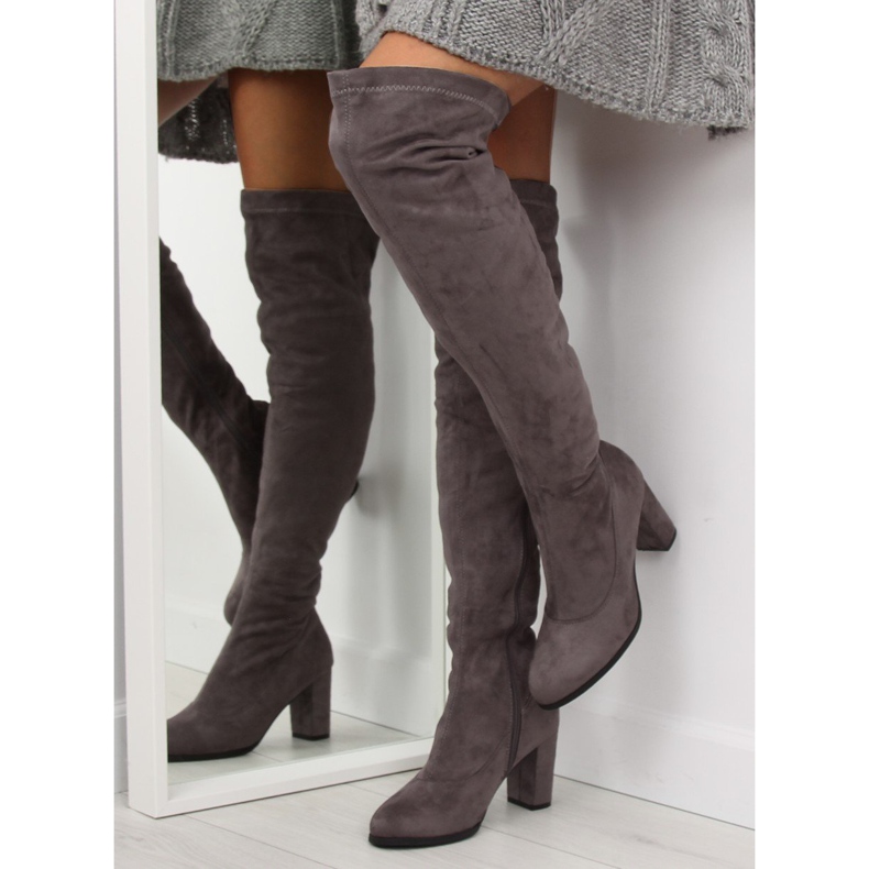 Gray Over-boots high heels PE187P Gray grey 2