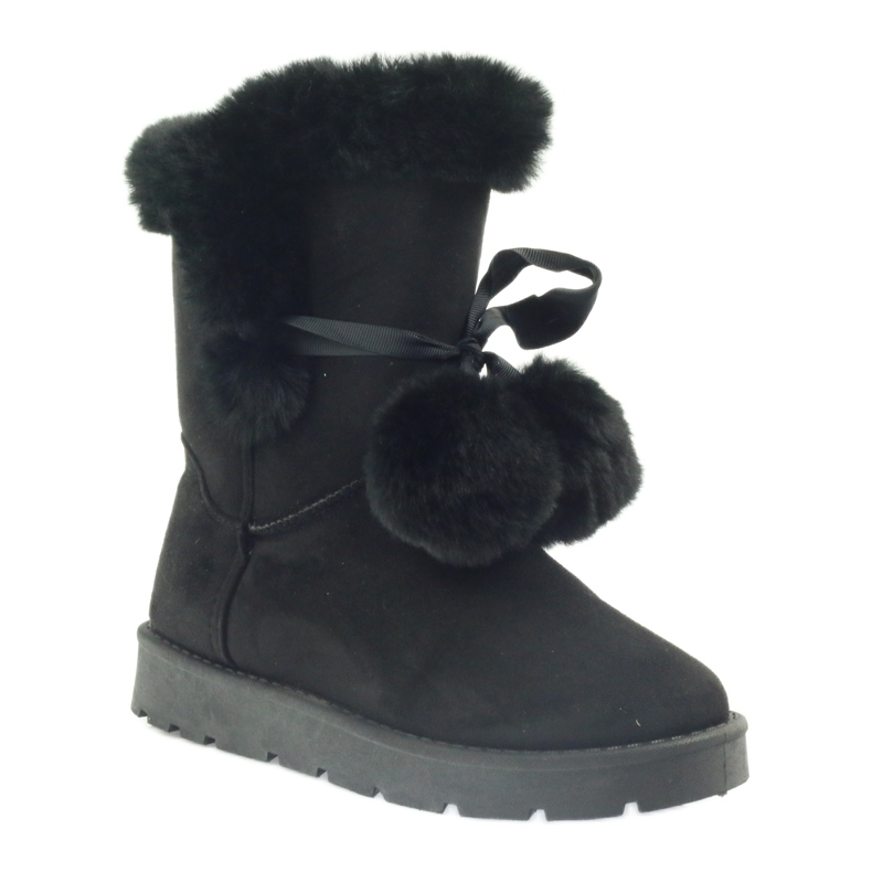 Black Emusy Mukluki with a pompom 1