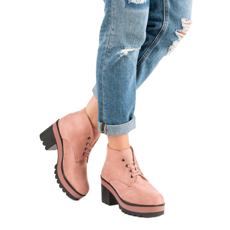 Light high-heeled boots pink 1