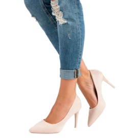 Beige suede stilettos 1