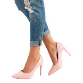Suede heels pink 1